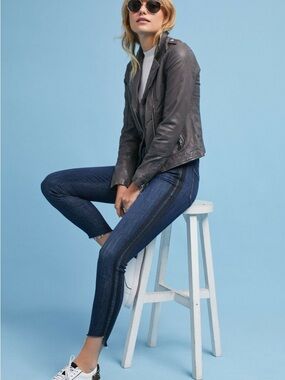 Mother Denim Stunner Ankle Fray Sweeping Racer Stripe Jean 25